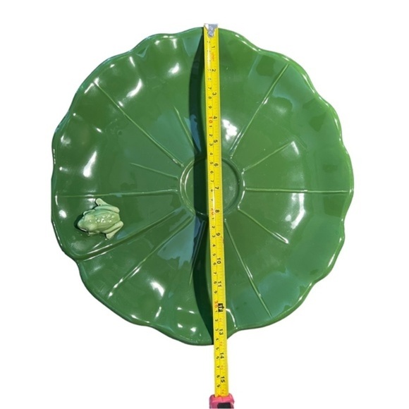 Vintage MCM Rare Portuguese Majolica Frog Platter and Lotus Flower Ceramic Bowl - Picture 12 of 16